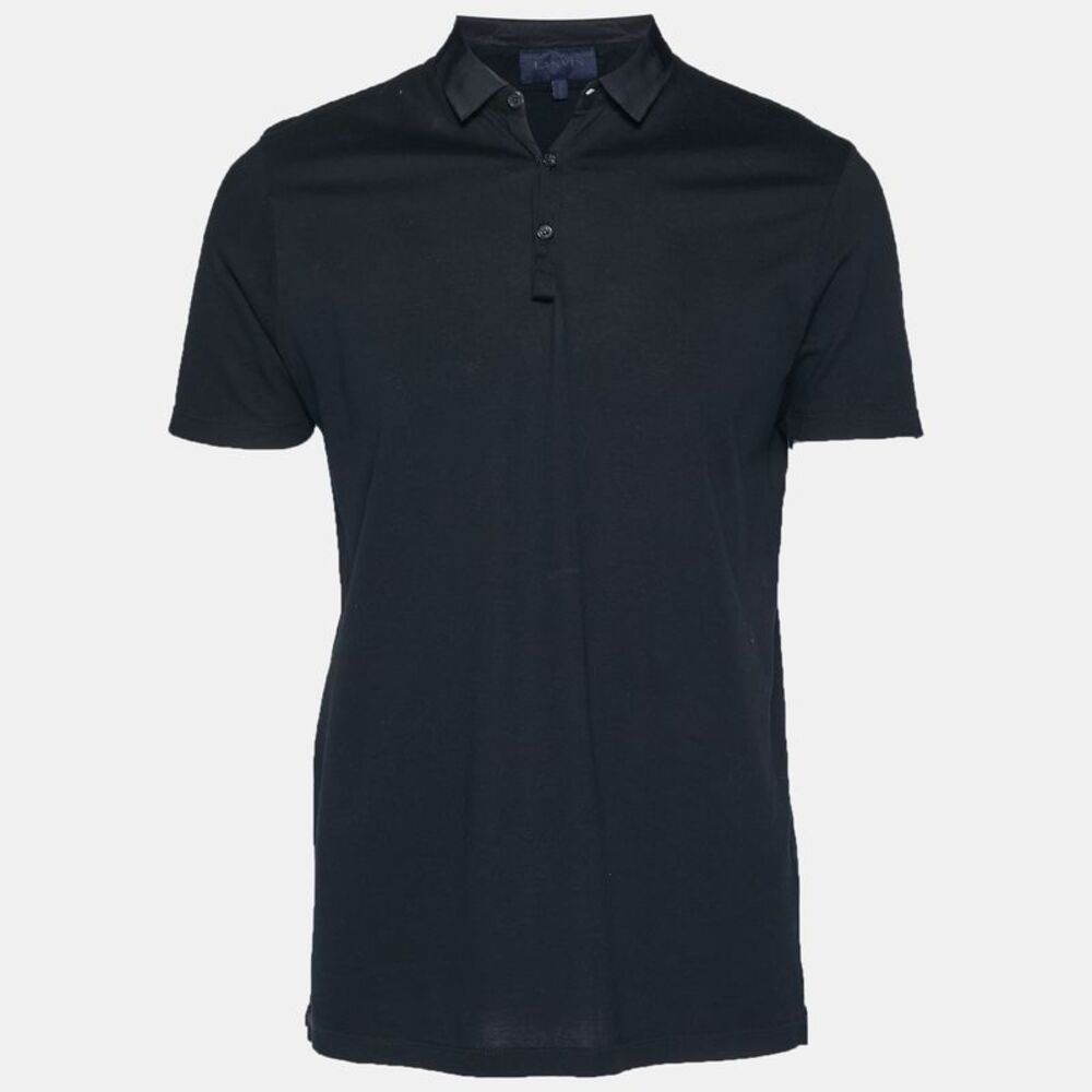 Lanvin Black Cotton Pique Polo T-Shirt M